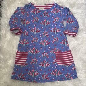 Jojo Maman Bebe Peacock Bird Dress Playground School Girls Sz 4/5 100% Cotton